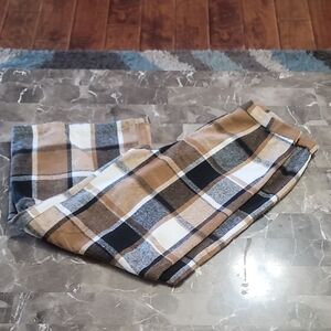 Women's Plaid Trousers in Brown, Black, and White